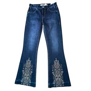 NEW Rock & Roll Cowgirl Denim Women’s Mid Rise Embroidered Trouser Jeans (26x34)